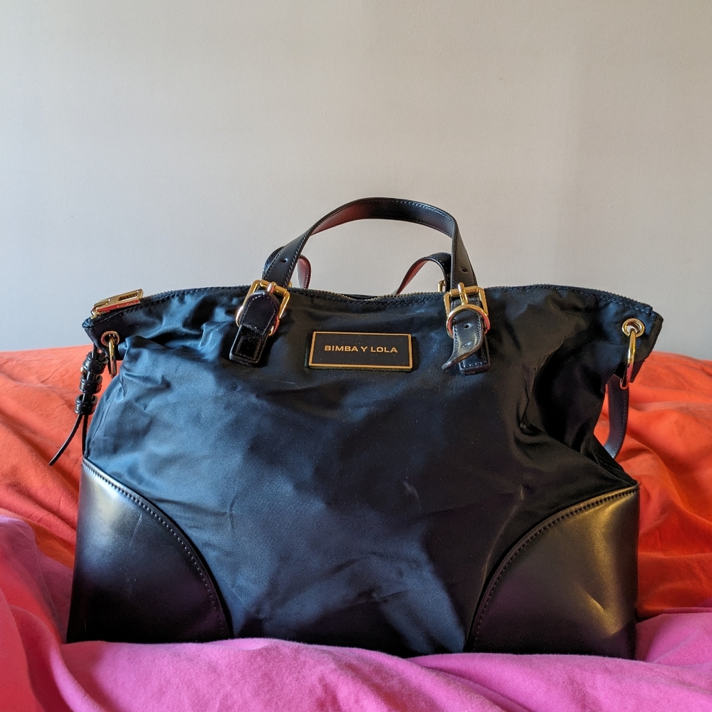 Bimba y Lola petrol blue nylon shopper
